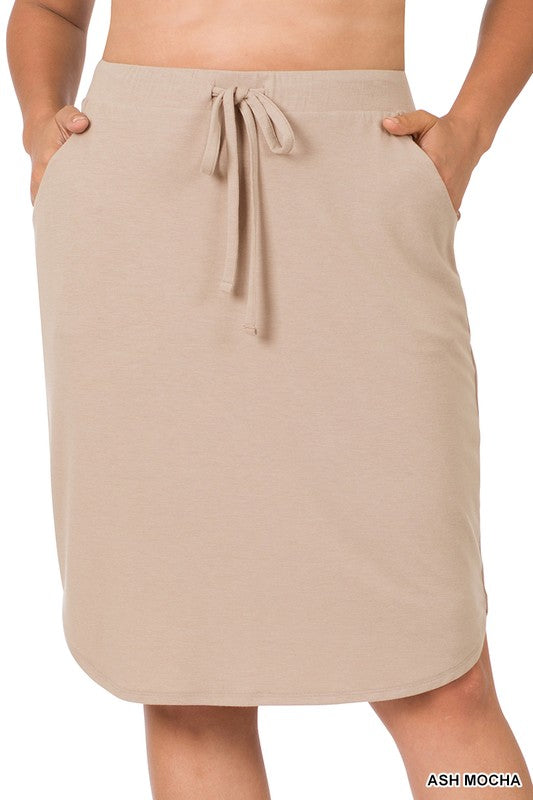Front Tie Tulip Hem Skirt With side Pockets