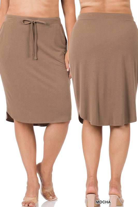 Front Tie Tulip Hem Skirt With side Pockets