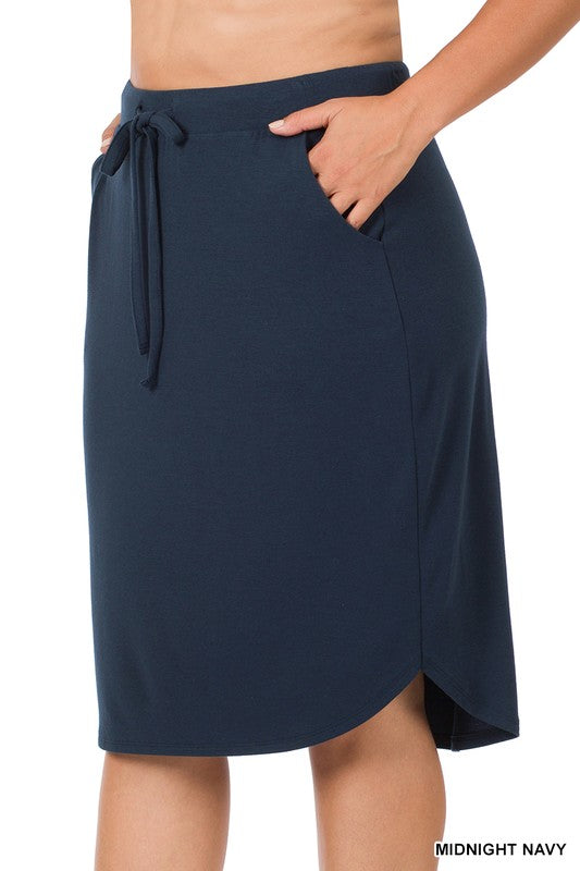 Front Tie Tulip Hem Skirt With side Pockets