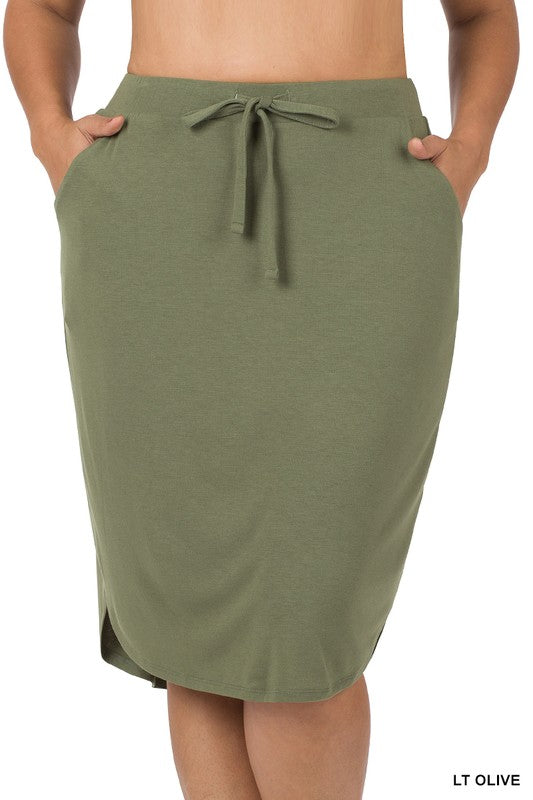 Front Tie Tulip Hem Skirt With side Pockets