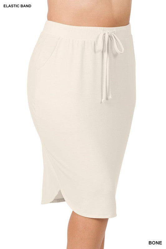 Front Tie Tulip Hem Skirt With side Pockets