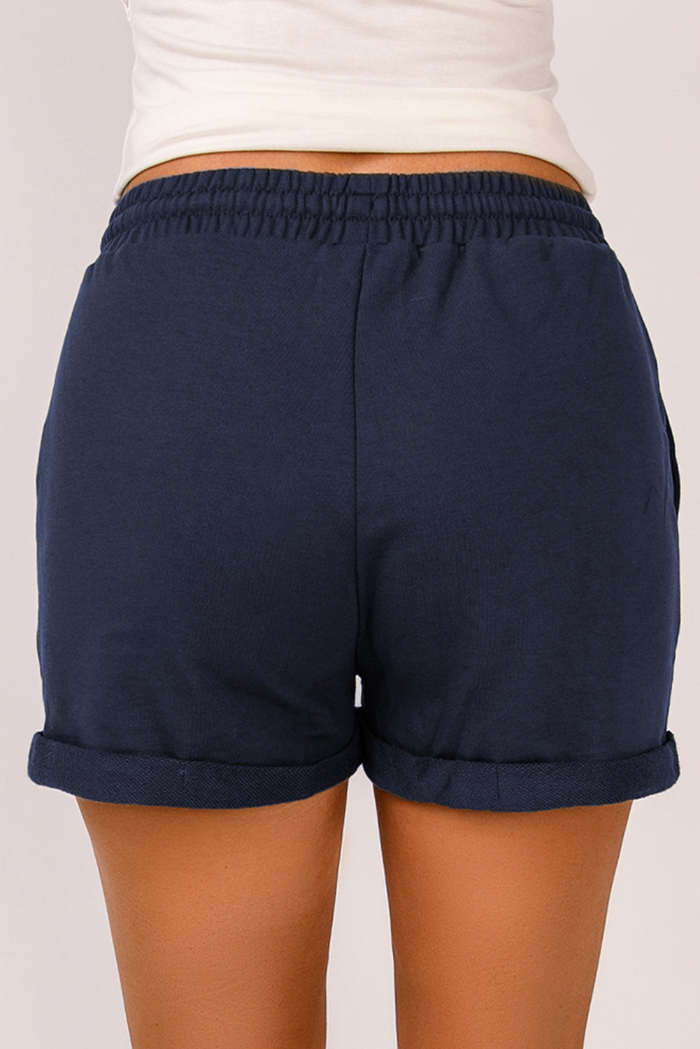 Drawstring Waist Cuffed Hem Gym Shorts