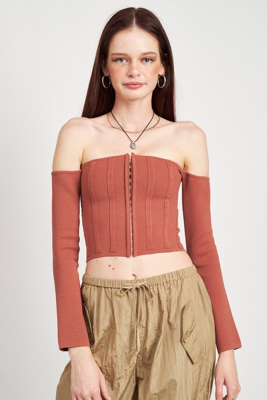 LONG SLEEVE OFF SHOULDER TOP Corset Top