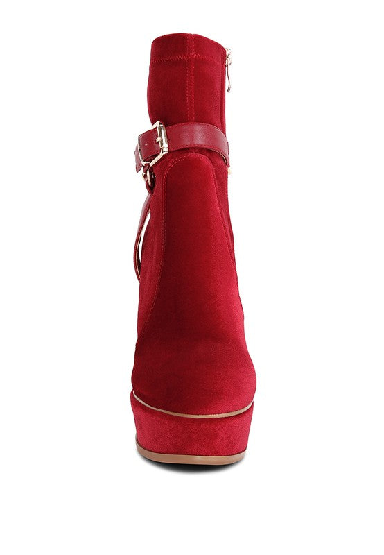 Platform Velvet Ankle High Boots
