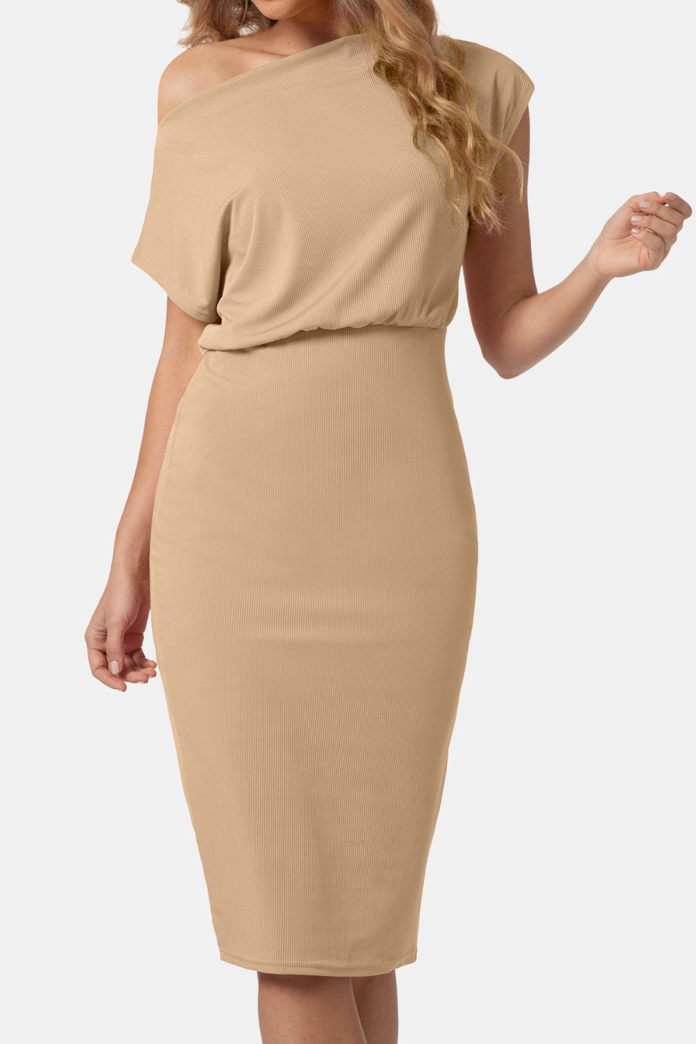 Off Shoulder or Not Short Sleeve Wrap Knee-Length Dress