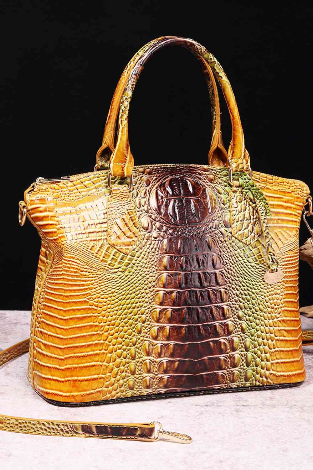 Gradient Crocodile Texture PU Leather Handbag
