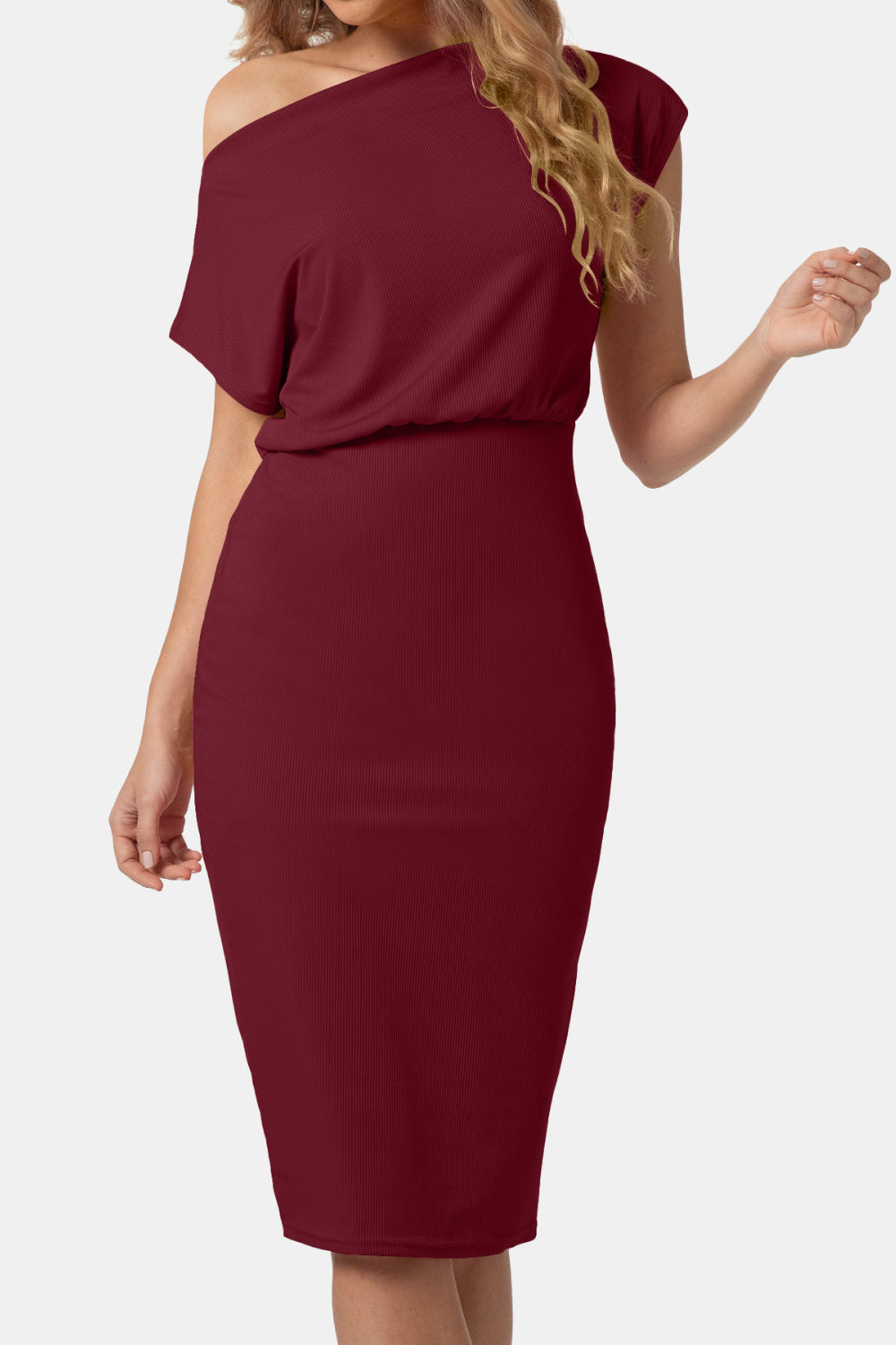 Off Shoulder or Not Short Sleeve Wrap Knee-Length Dress