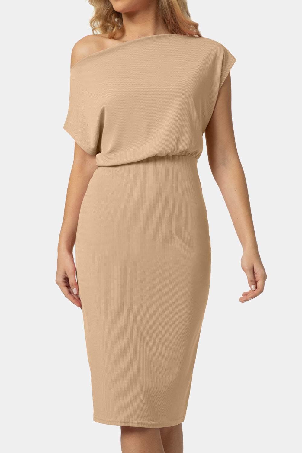 Off Shoulder or Not Short Sleeve Wrap Knee-Length Dress