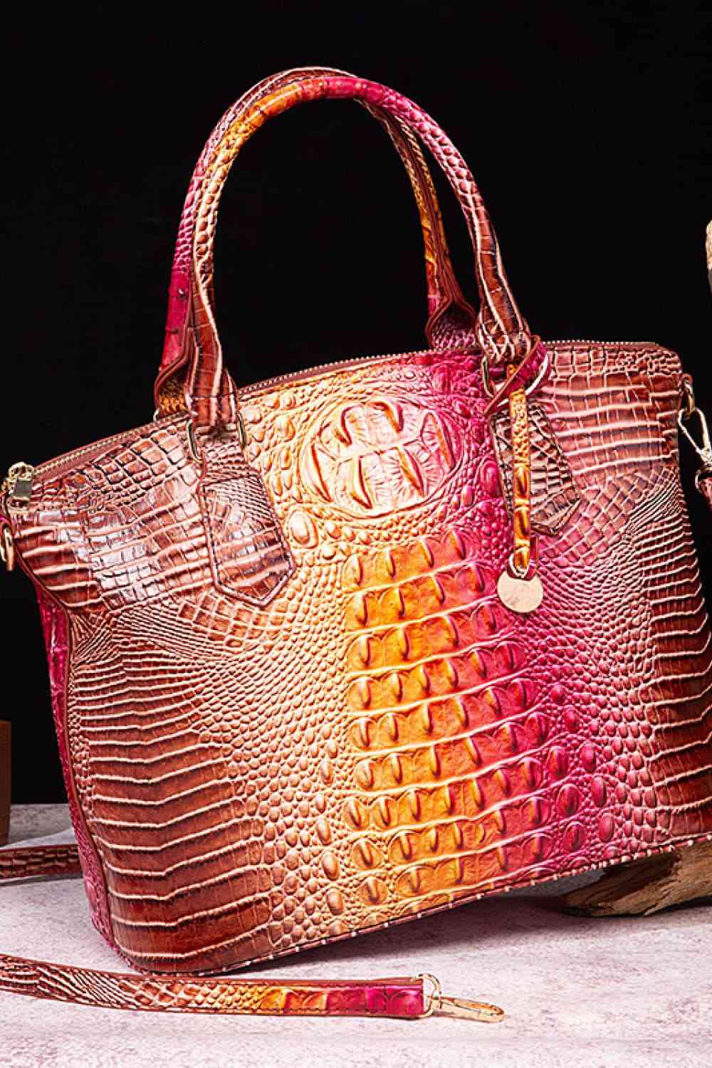 Gradient Crocodile Texture PU Leather Handbag