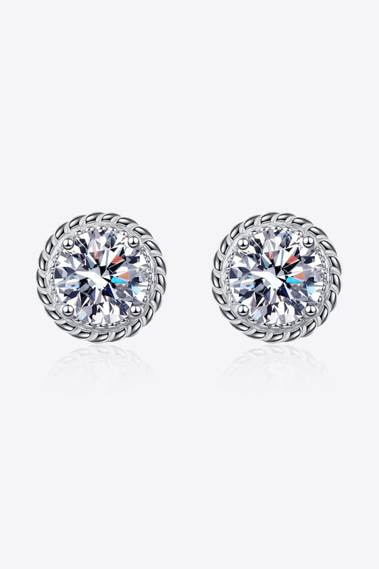 Sterling Silver Stud Earrings With A 2 Ct Lab Diamond