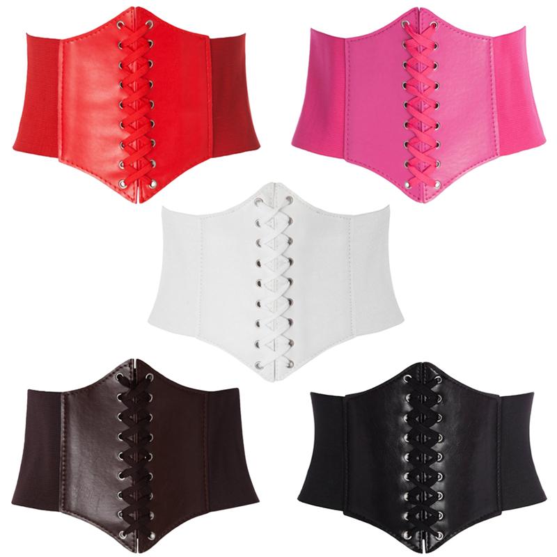 Stretchable Corset Belt With A Shoe String Lace Up Front