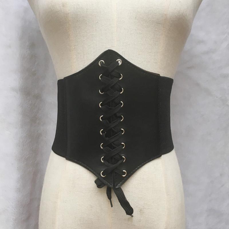 Stretchable Corset Belt With A Shoe String Lace Up Front
