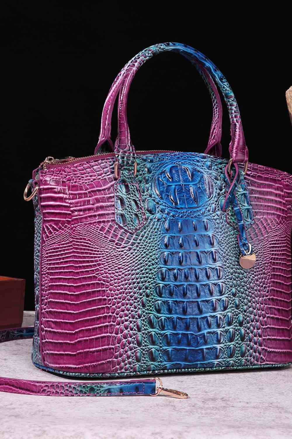 Gradient Crocodile Texture PU Leather Handbag