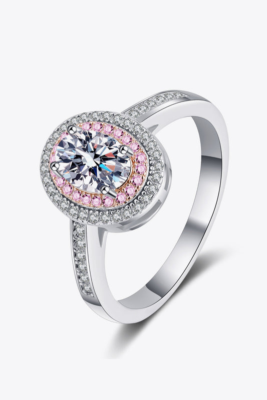Pink Gem Stone Lab Grown Sterling Silver Halo Ring