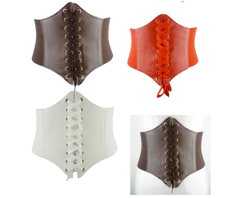 Stretchable Corset Belt With A Shoe String Lace Up Front