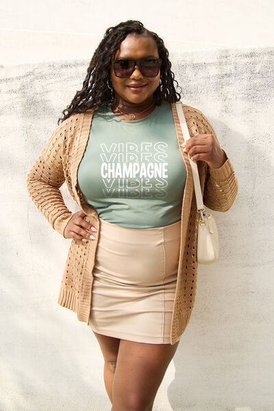 Champagne Vibes Round Neck Graphic T-Shirt