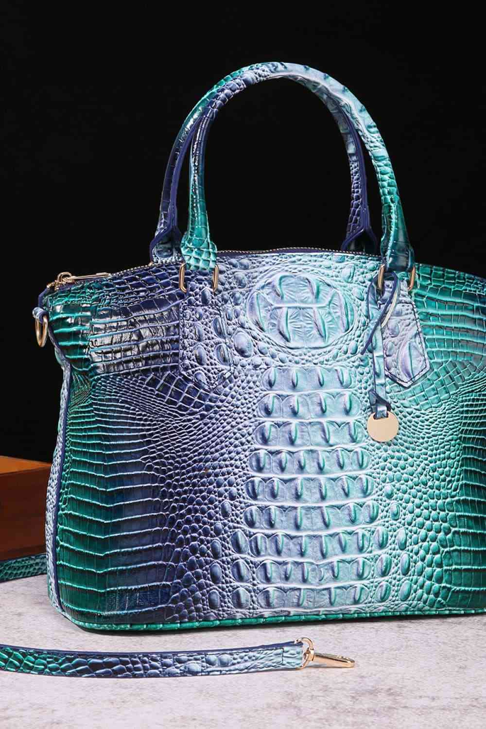 Gradient Crocodile Texture PU Leather Handbag