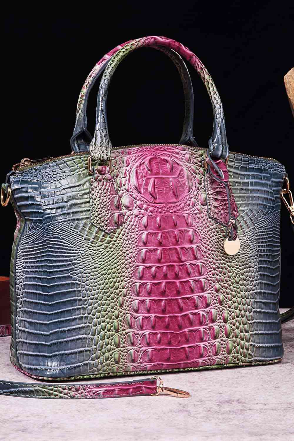 Gradient Crocodile Texture PU Leather Handbag