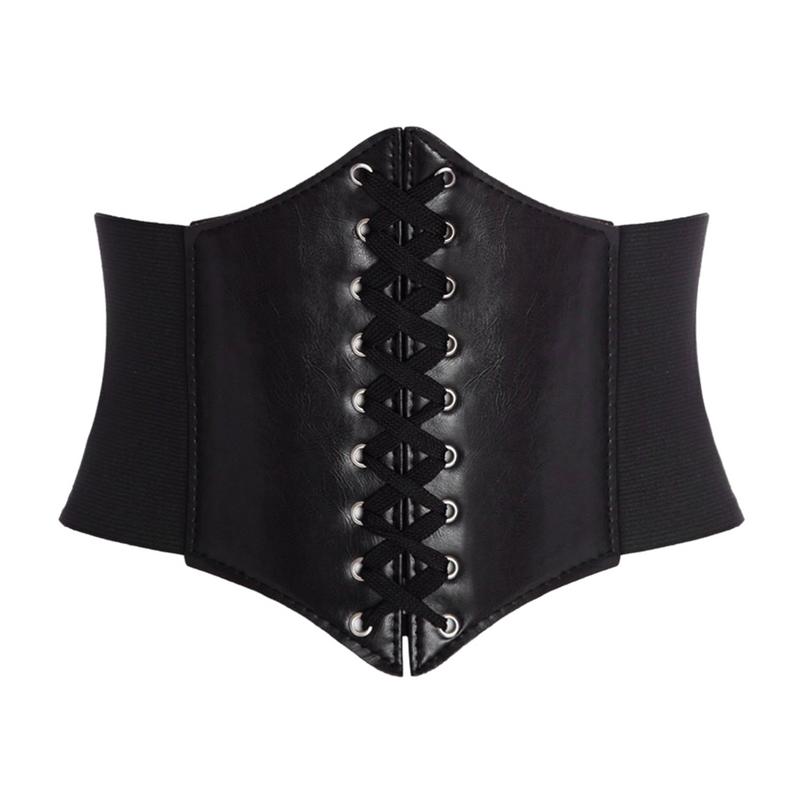 Stretchable Corset Belt With A Shoe String Lace Up Front