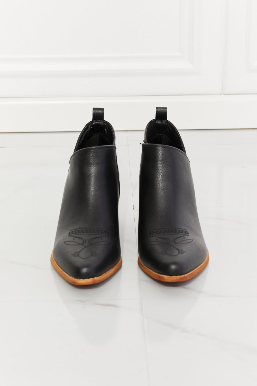 Trust Yourself Embroidered Crossover Cowboy Ankle Boot