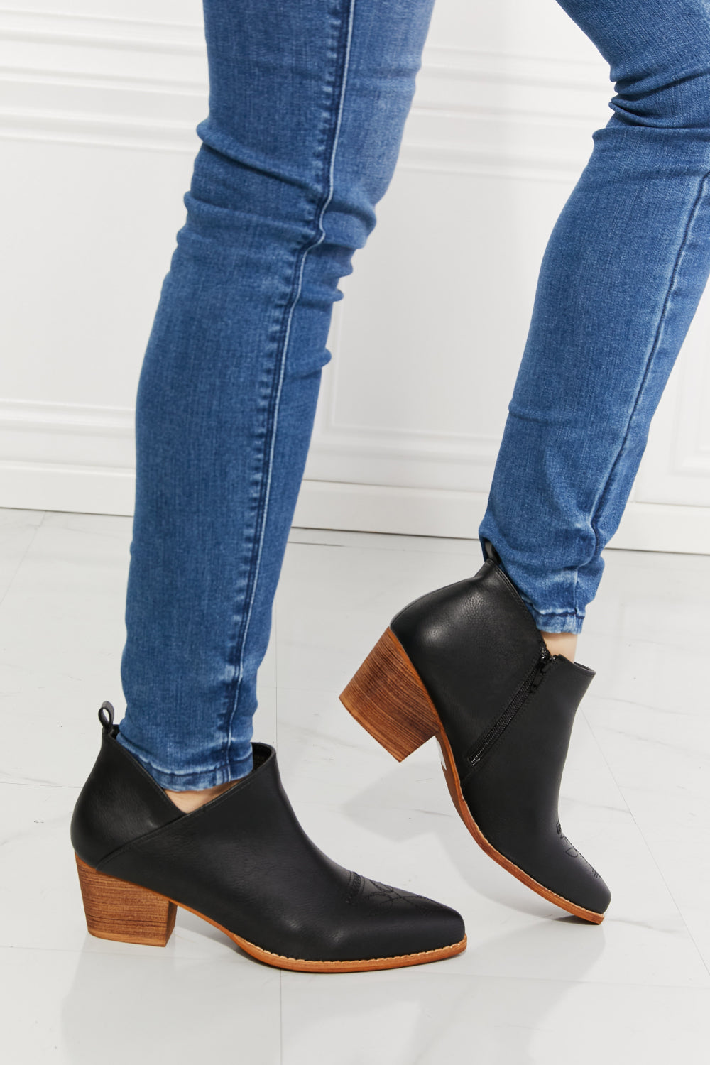 Trust Yourself Embroidered Crossover Cowboy Ankle Boot