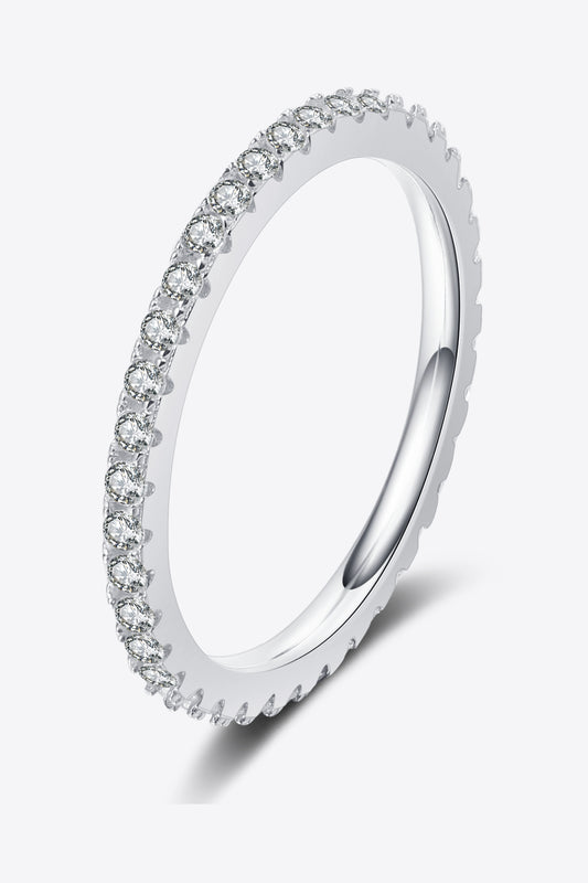 925 Sterling Silver Banded Moissanite Ring