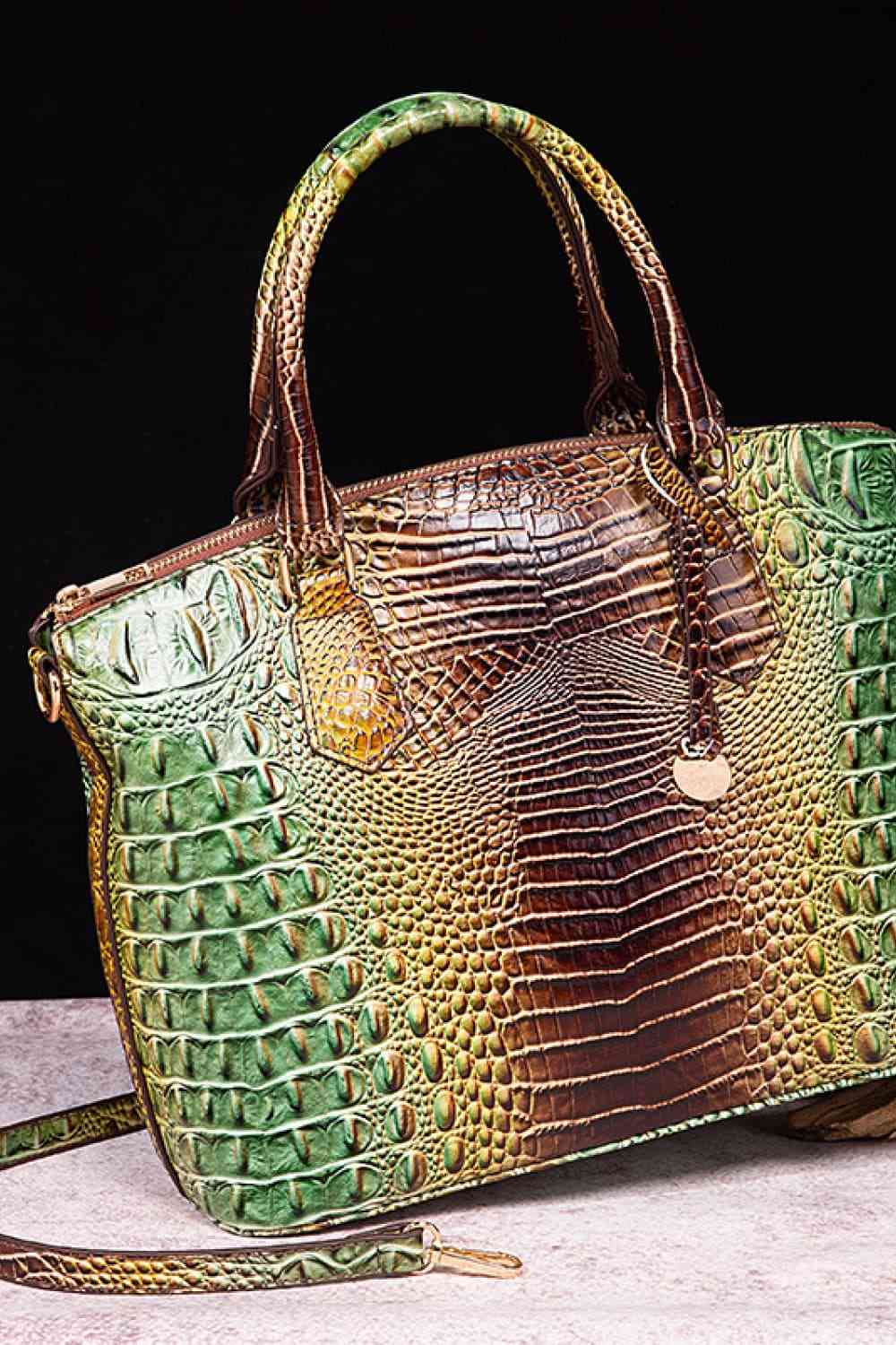 Gradient Crocodile Texture PU Leather Handbag