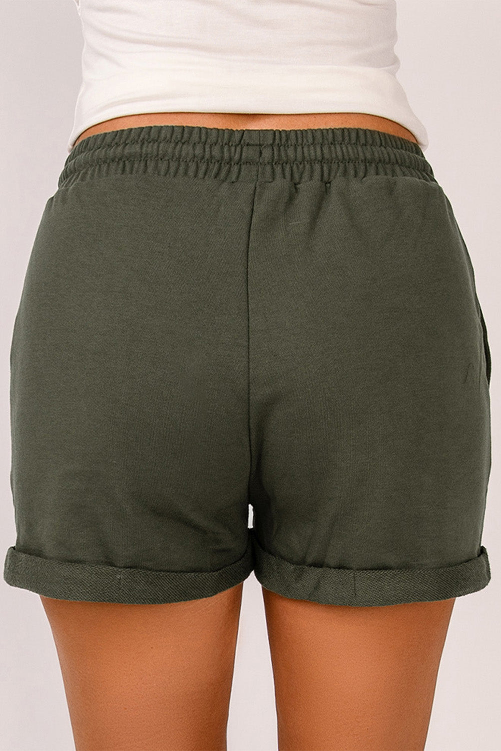 Drawstring Waist Cuffed Hem Gym Shorts