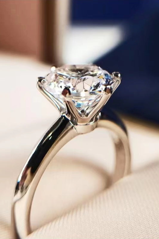 Streling Silver Wedding/Engagement Diamond Ring 6-Prongs