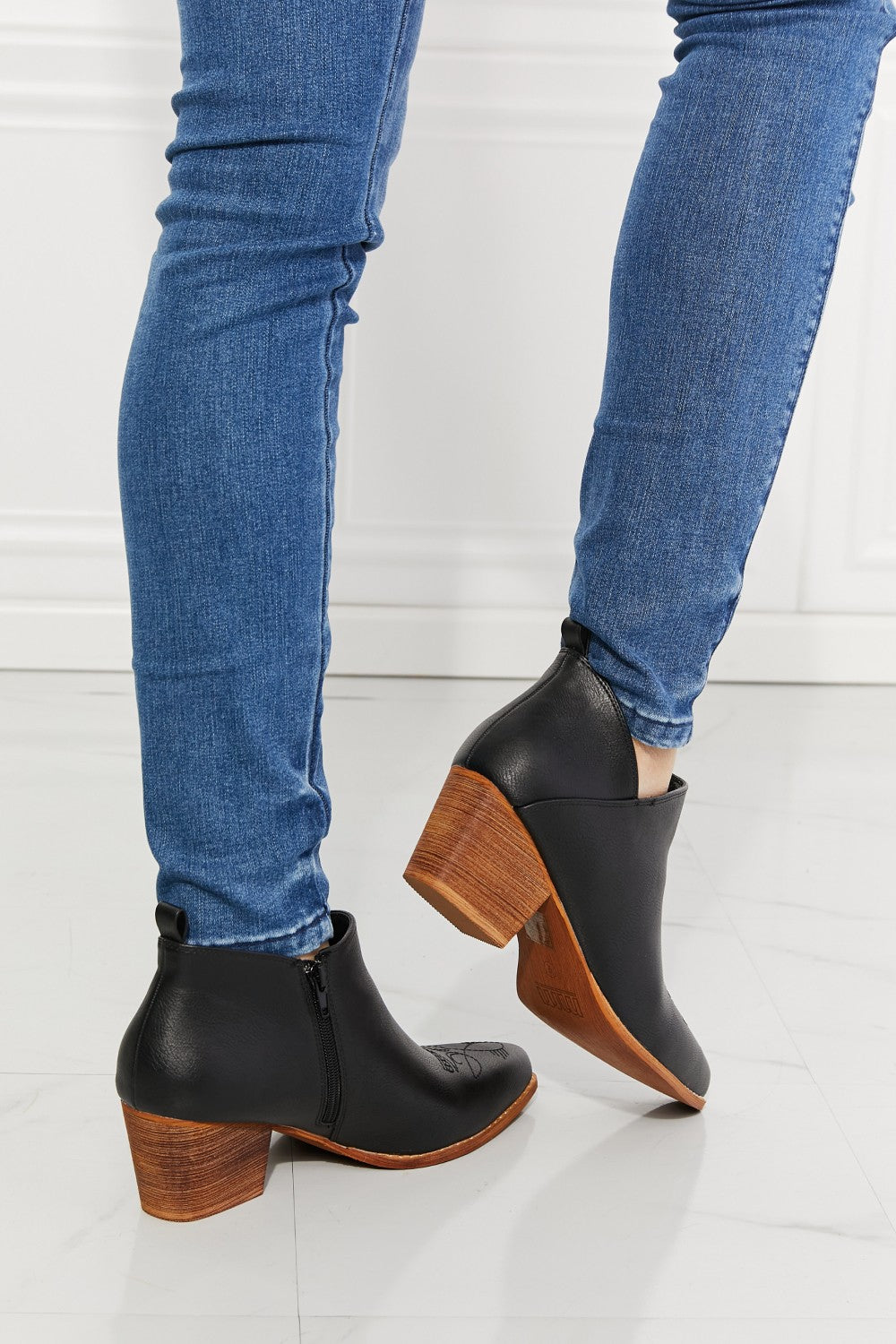 Trust Yourself Embroidered Crossover Cowboy Ankle Boot
