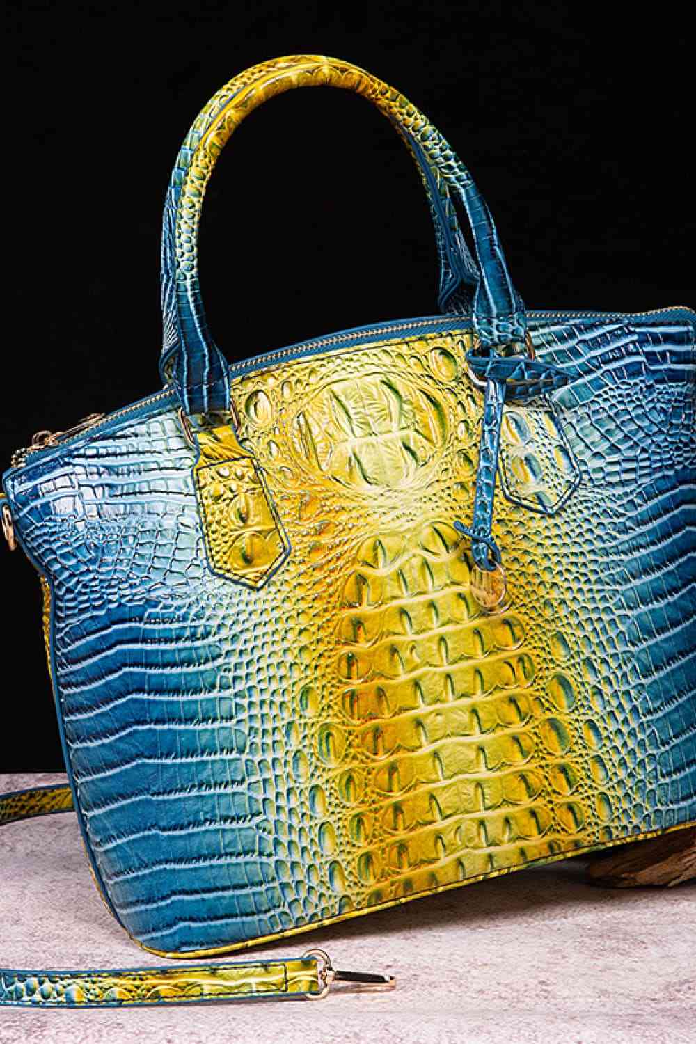 Gradient Crocodile Texture PU Leather Handbag