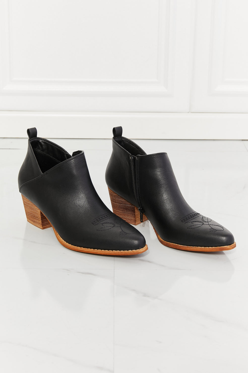 Trust Yourself Embroidered Crossover Cowboy Ankle Boot